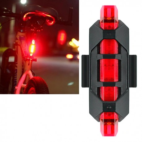 BIC Luce Bici Posteriore Fanale 5 LED Sicurezza Bicicletta Batteria integrata Rosso 