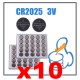 10 BATTERIE AL LITIO CR2025 PILE A BOTTONE CR2025B5P 3V LITHIUM CELL