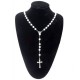 ROSARIO ARGENTO ACCIAIO rosary croce maria fashion crocifisso Collana UOMO