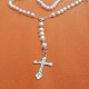 ROSARIO ARGENTO ACCIAIO rosary croce maria fashion crocifisso Collana UOMO