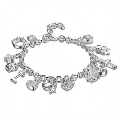 Stupendo Bracciale Charm Ciondoli e pendenti Perline Argento 925 alta Bigiotteria