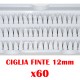 60 x CIUFFETTI CIUFFI MAZZI CIGLIA FINTE 12mm NERE PER ESTETISTA MAKE UP