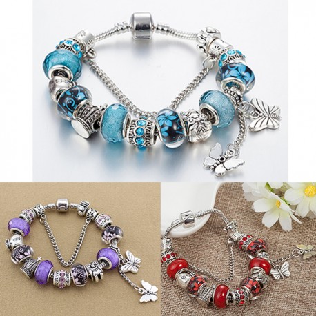 BRACCIALE CHARMS CON CIONDOLI CATENINA SICUREZZA DONNA BRACELET IN METALLO