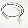COLLANA PENDENTE CIONDOLO CROCE ZIRCONE STRASS BRILLANTE ARGENTO DONNA