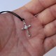 COLLANA PENDENTE CIONDOLO CROCE ZIRCONE STRASS BRILLANTE ARGENTO DONNA