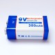1 BATTERIA RICARICABILE 9V 380MAH VIDEOGIOCHI 9 VOLT NIMH TELECAMERE PILA GIOCHI