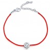 BRACCIALE REGOLABILE DONNA DIAMANTE SILVER CORDONCINO ZIRCONE ROSSO