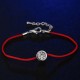 BRACCIALE REGOLABILE DONNA DIAMANTE SILVER CORDONCINO ZIRCONE ROSSO