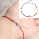 BRACCIALE REGOLABILE DONNA DIAMANTE SILVER CORDONCINO ZIRCONE ROSSO