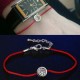 BRACCIALE REGOLABILE DONNA DIAMANTE SILVER CORDONCINO ZIRCONE ROSSO