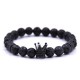 BRACCIALE PIETRA LAVICA DURE UOMO DONNA CIONDOLO CHARM UNISEX CORONA