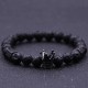 BRACCIALE PIETRA LAVICA DURE UOMO DONNA CIONDOLO CHARM UNISEX CORONA