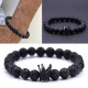 BRACCIALE PIETRA LAVICA DURE UOMO DONNA CIONDOLO CHARM UNISEX CORONA