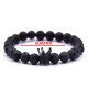 BRACCIALE PIETRA LAVICA DURE UOMO DONNA CIONDOLO CHARM UNISEX CORONA