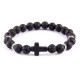 BRACCIALE STILE LAVA UOMO DONNA CROCE PIETRE PERLE PIETRA CROCE LAVICA ROCCE