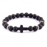 BRACCIALE STILE LAVA UOMO DONNA CROCE PIETRE PERLE PIETRA CROCE LAVICA ROCCE