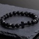 BRACCIALE STILE LAVA UOMO DONNA CROCE PIETRE PERLE PIETRA CROCE LAVICA ROCCE