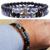 BRACCIALETTO SET DI DUE BRACCIALI STILE AGATA STRIATURE BLU PIETRA UNISEX