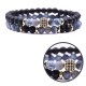 BRACCIALETTO SET DI DUE BRACCIALI STILE AGATA STRIATURE BLU PIETRA UNISEX