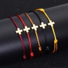 BRACCIALE CROCE DORATA CORDONCINO REGOLABILE POLSO COLORI UOMO DONNA