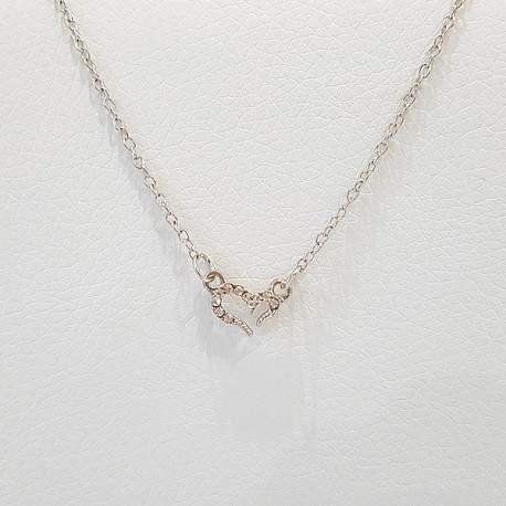 GIROCOLLO CATENINA COLLANA DONNA PENDENTE CIONDOLO CUORE BRILLANTINI ORO ARGENTO