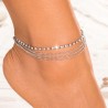 CAVIGLIERA CRISTALLI STRASS ARGENTO RODIATO 22 + 5 CM REGOLABILE RAGAZZA