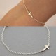 BRACCIALE CROCE ARGENTO CIONDOLO UOMO RODIATO LUNGHEZZA PLACCATO DONNA