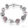 BRACCIALE DONNA CHARMS ROSA CUORE AMORE FIORE ARGENTO CIONDOLI REGALO