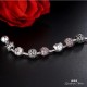 BRACCIALE DONNA CHARMS ROSA CUORE AMORE FIORE ARGENTO CIONDOLI REGALO