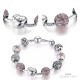 BRACCIALE DONNA CHARMS ROSA CUORE AMORE FIORE ARGENTO CIONDOLI REGALO