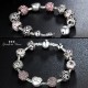 BRACCIALE DONNA CHARMS ROSA CUORE AMORE FIORE ARGENTO CIONDOLI REGALO