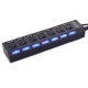 MULTIHUB 7 PORTE USB2.0 INTERRUTTORE ON/OFF LED BLU CIABATTA SDOPPIATORE