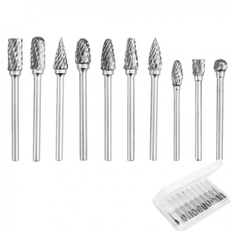 10 PUNTE FRESE in METALLO DURO AL CARBURO DI TUNGSTENO Gambo 3 mm PROFESSIONALI